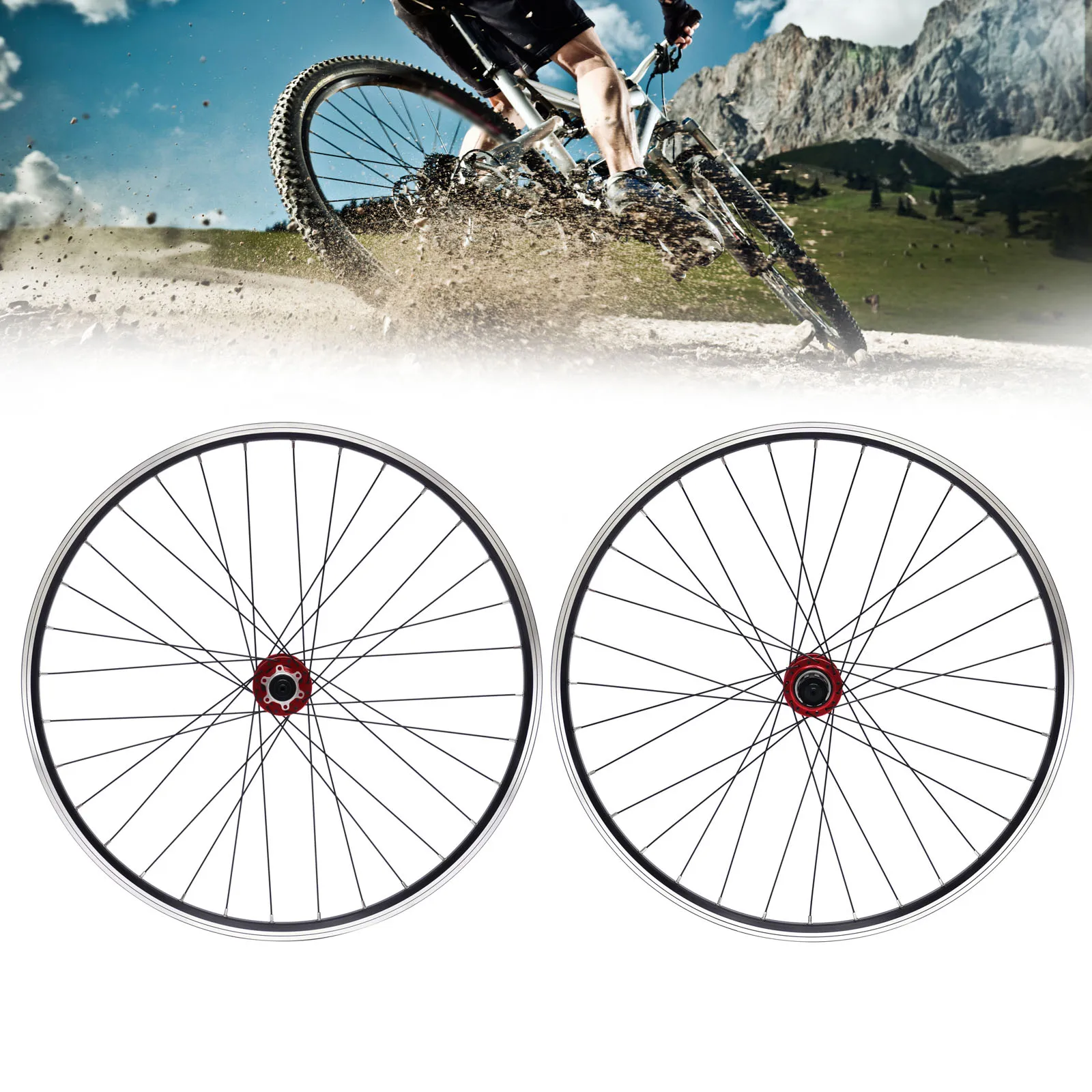 

29 Inch Mountain Bike Wheel Set, Disc Brake MTB Wheels Set Front & Rear Hub Rim Fit 7-11 Speed Cassette Bicycle Wheelset
