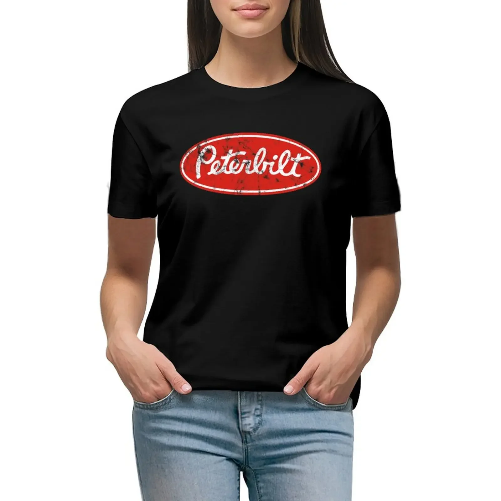 

Peterbilt logo (distressed) T-Shirt new edition kawaii clothes customs design your own blanks Womens graphic t shirts