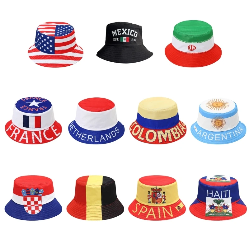 Comfortable Breathable Polyester Fisherman Hat Flag Print Fisherman Hat Suitable for Sport and Outdoor Event Y08E