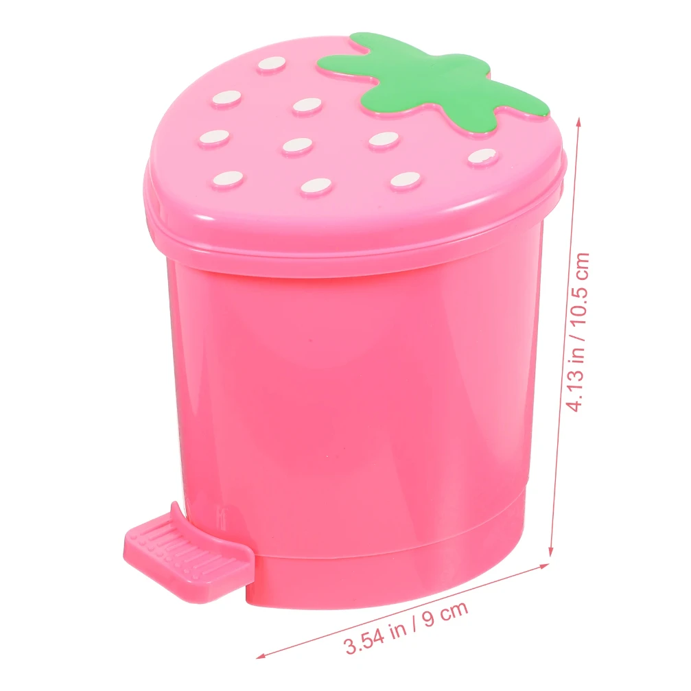 Picture 7: Mini Trash Can with Lid Plastic Trash Basket for Home Bedroom Office Desktop Garbage Storage Box Cartoon Red Pink Container