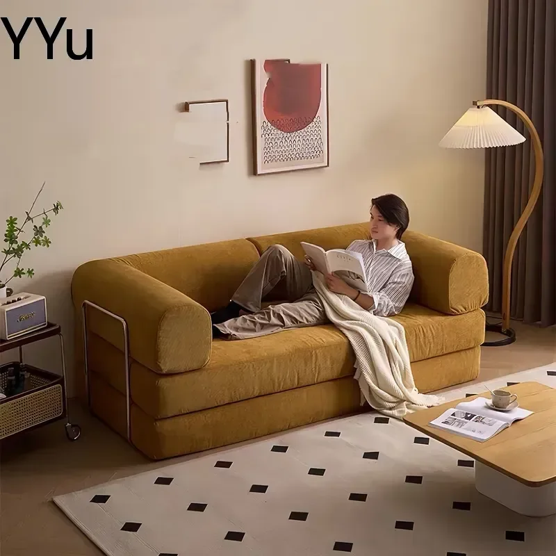 for Fabric Sofa Bed Folding Dual Purpose Living Room Lazy Sofa Minimalist Integrated Molding Compression Couch Convertible