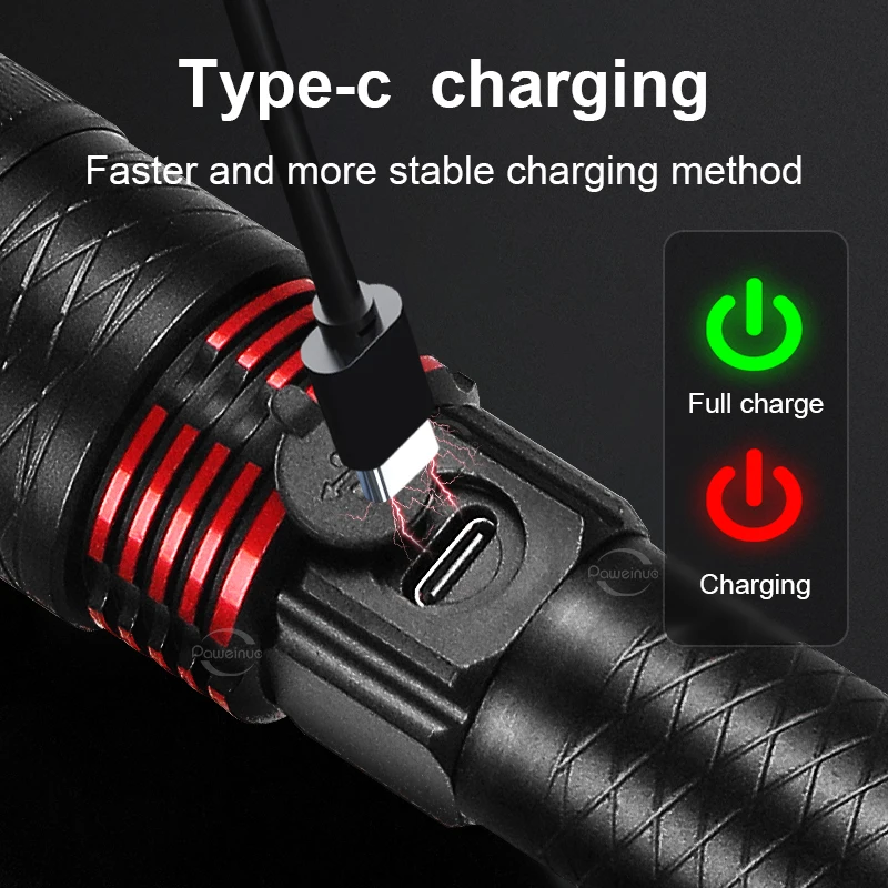 Ultra Powerful Rechargeable Torch Lamp LED Tactical Flashlight Lighting 2000M High Power Flashlight 18650 XHP360 Hunting Lantern