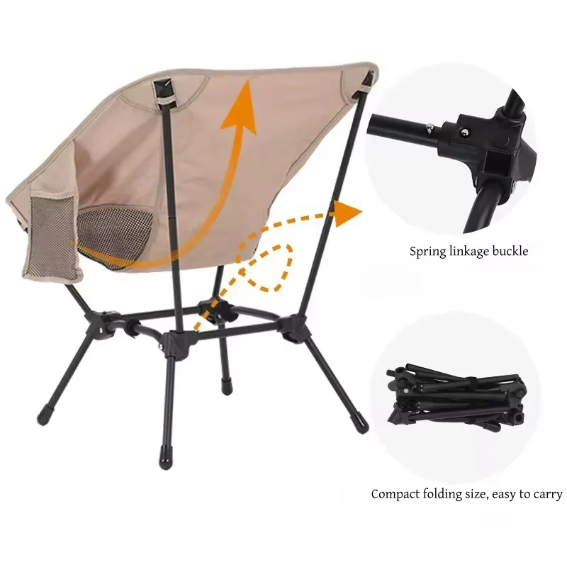 New Detachable Portable Folding Moon Chair Outdoor Camping Chairs Beach Fishing Chair Ultralight Travel Hiking Picnic Seat Tools