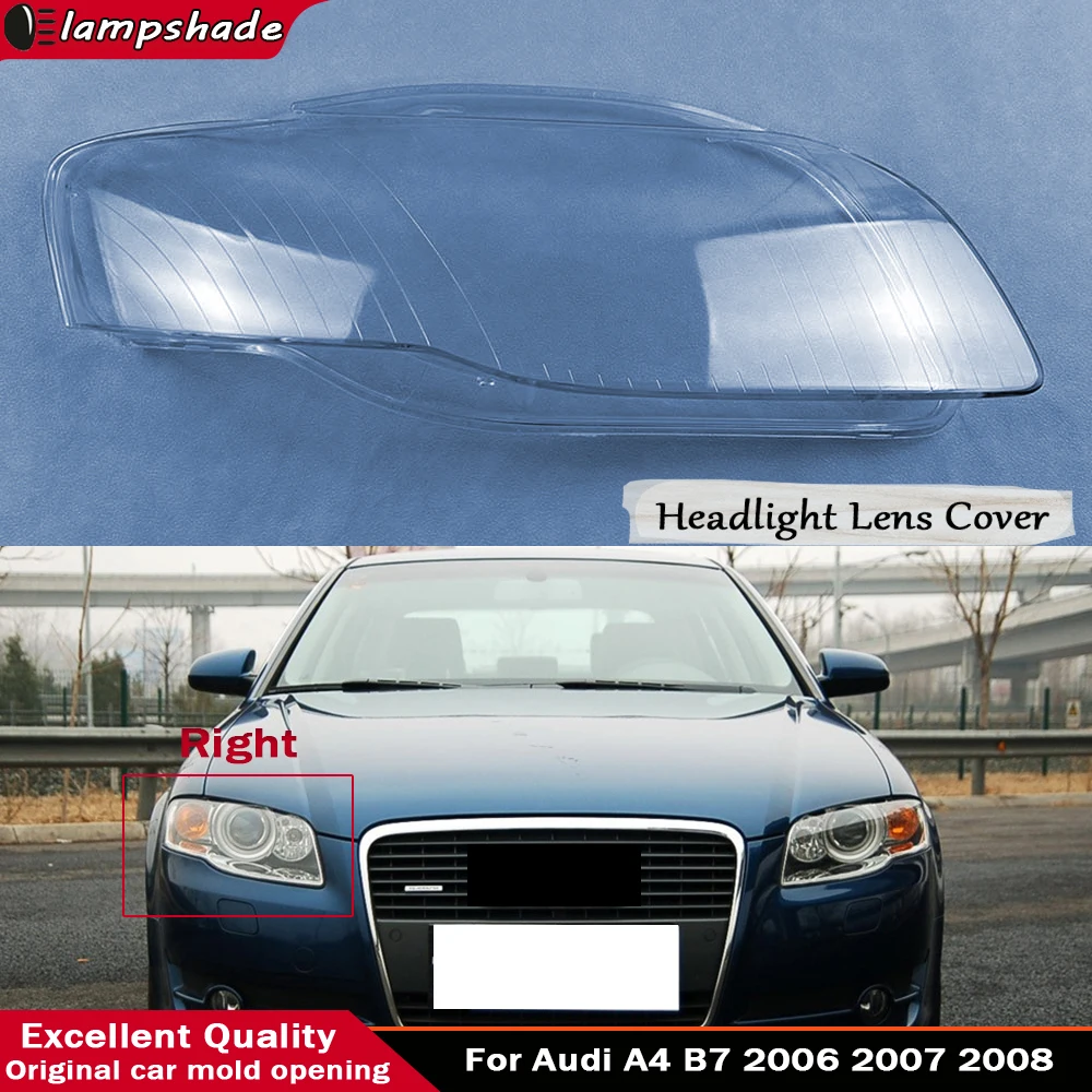 Auto Lamp Case Car Transparent Lampshade Lamp Shade Front Headlight Cover Glass Lens Shell For Audi A4 B7 2006 2007 2008