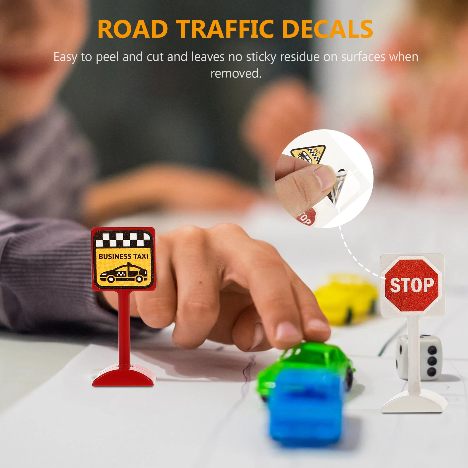 

10 Sheets Traffic Sign Stickers Removable Decals For Childrens Imagination And Learning