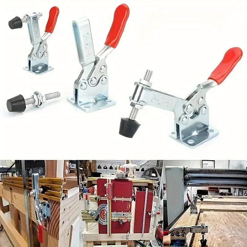 2pcs Red Toggle Clamps Flat-Press Quick-Release Clamps Clamp Tensioner GH-201B - 100.0kg Quick-Release Durable Metal Hand Tool