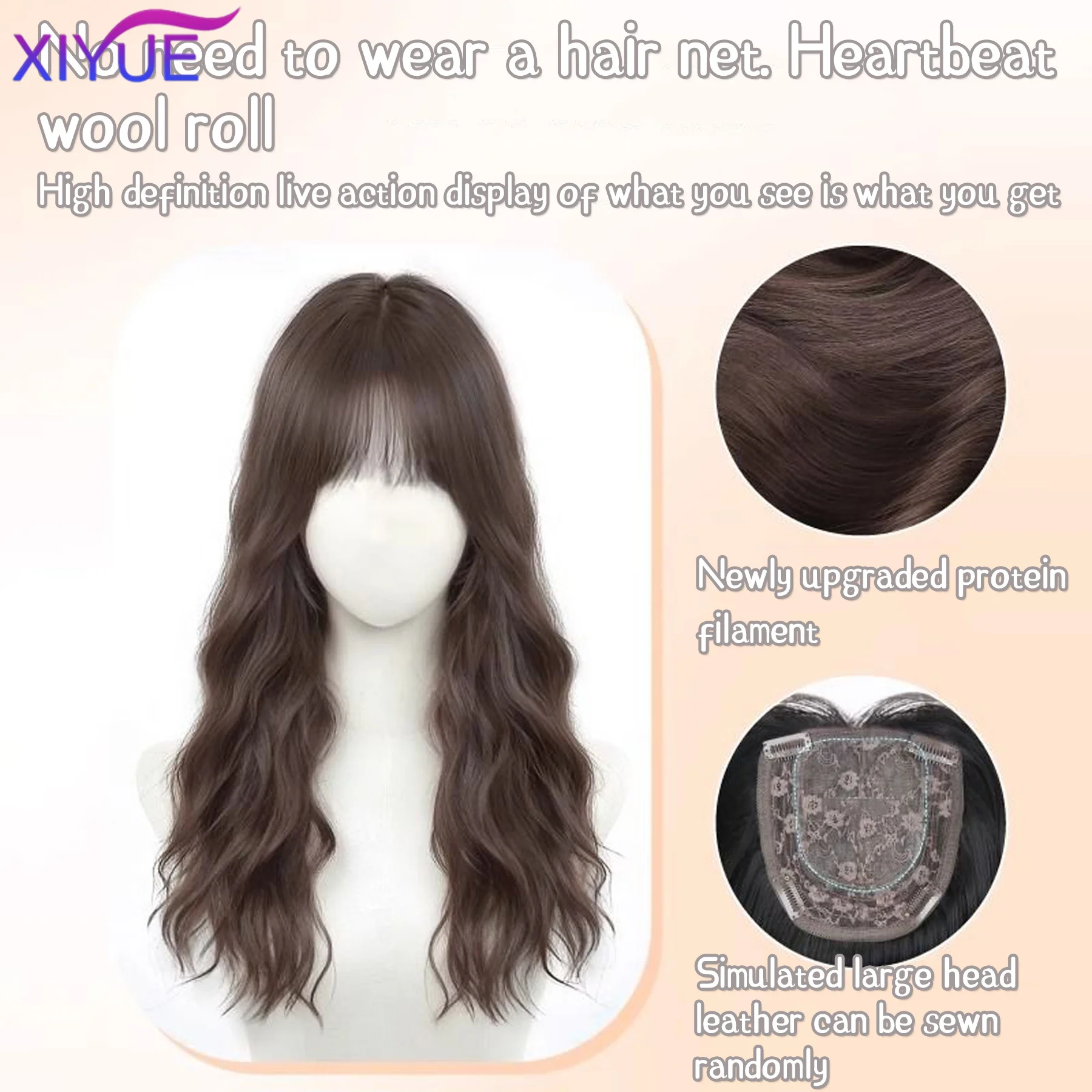 XIYUE Topper Hair Piece Invisible Seamless Long Straight Wig Bangs Clip Overhead Natural Invisible Replacement Cover White Hair