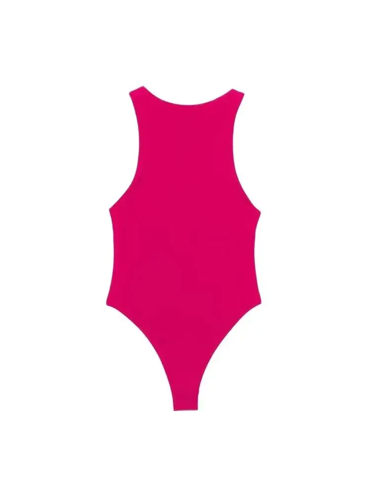 TRZA Women Fashion With Halter Neck Skinny Bodysuit Sexy Sleeveless Snap-button Female Playsuits Mujer image 3