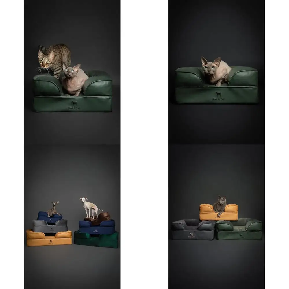 Orthopedic Gel-Infused Memory Foam Dog Bed, 20x15x8, Waterproof & Machine Washable, Faux Leather for Cats & Small Dogs