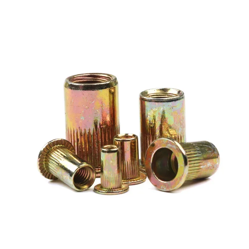 10PCS Multi Size Carbon steel Rivet Nuts Flat Head Rivet Nuts Set Nuts Insert Riveting M3 M4 M6 M8 M10