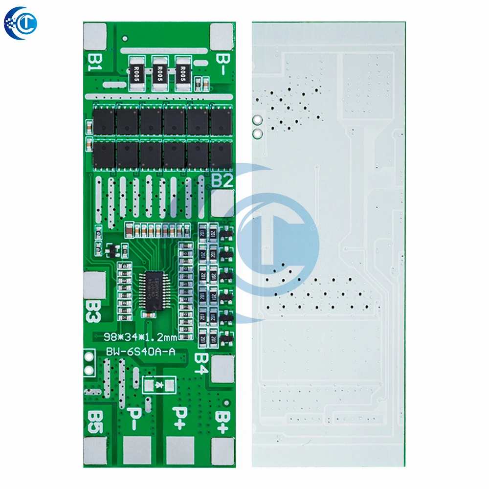 24V 6S 40A 18650 Li-Ion Lithium Battery Poretect Board Solar Lighting BMS PCB with Balance for Ebike Scooter