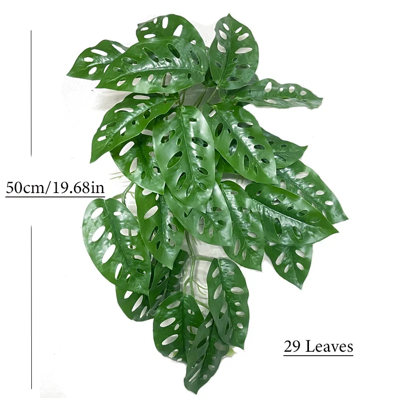 30–76 cm künstliche Hängepflanzen, gefälschte Wandranken, künstliche Monstera-Ranken, Kunststoff-Schildkrötenblätter, fühlen sich echt an, Wandblätter für Heimdekoration – Detail 4