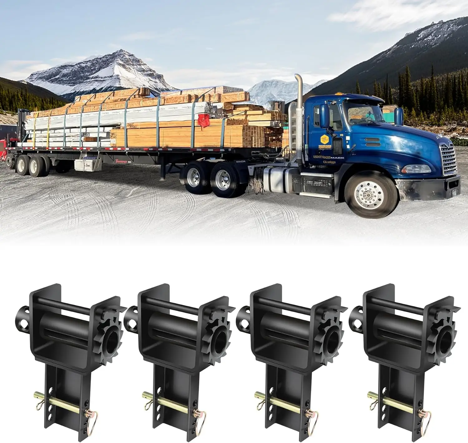 

Trailer Stake Pocket Winch Flatbed Utility Capacity 16200 Lbs and 5400 Lbs Load Limit for Trucks 4Pack
