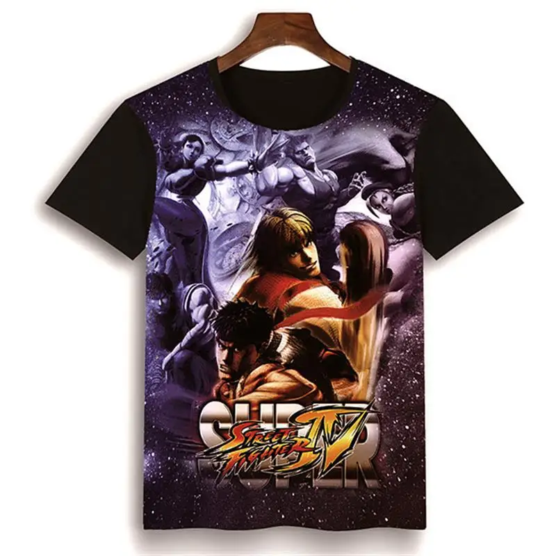 

Новая футболка Street Fighter ort Sve, трансграничная одежда, дышащий удобный мужской топ из полиэфирного волокна с мультяшным принтом