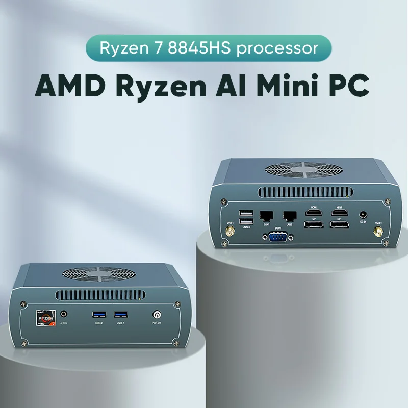 Kingnovy Mini PC AMD Ryzen 7 8845HS R5 7640HS Dual LAN Mini PC, AMD Radeon 780M, Dual HDMI/Dual DP/Home/Escritório/Mini Computador