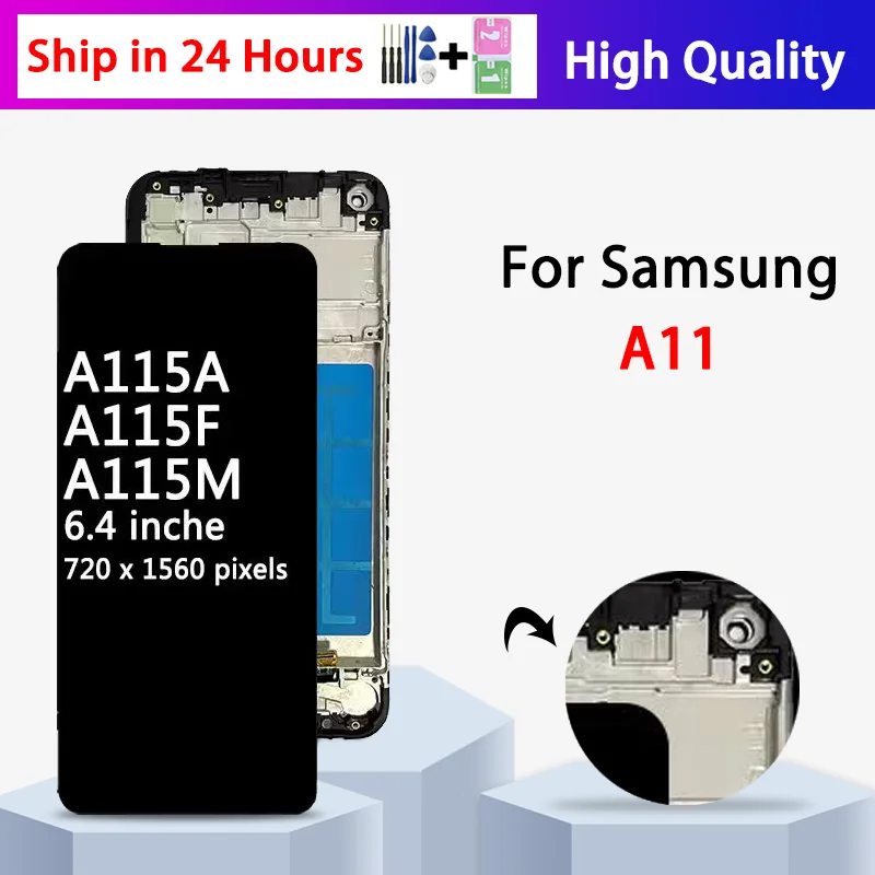 High Quality For Samsung A11 A115 LCD Display Touch Screen Assembly SM-A115F SM-A115F/DS SM-A115M/DS Display With Frame