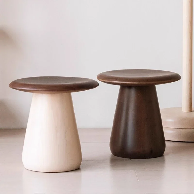 Solid wood shoe changing stool, small stool at home door, mushroom stool