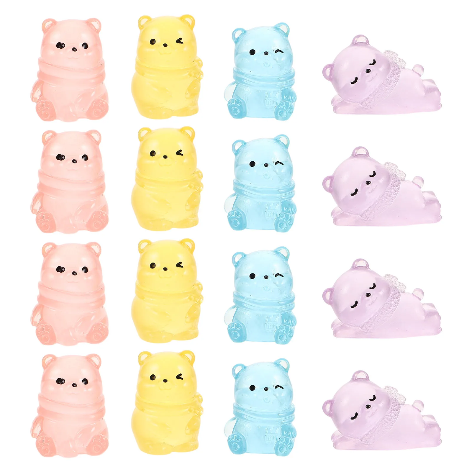 

40pcs Night Glow Bear Figurines Mini Resin Animals For Dark Decor Dollhouse Fairy Garden Car Dashboard Desk Craft Cake Topper