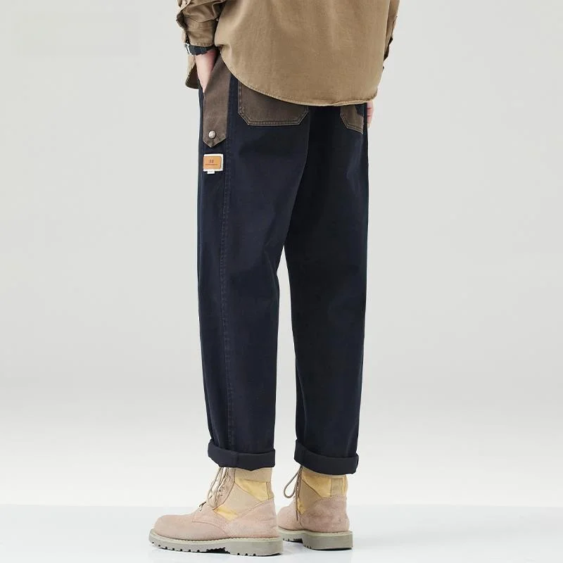 

Retro American Work Pants Loose Straight Casual Men's Trousers Spring Autumn Men's Faion Cotton Blend Anti-Wrinkle