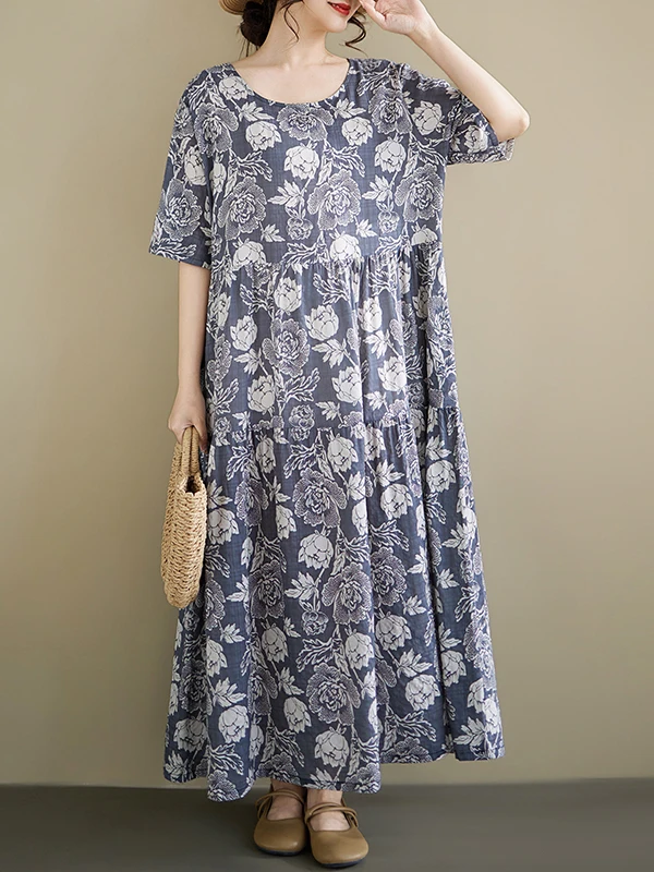 

Новое поступление: Женское летнее платье больших размеров в богемном стиле из хлопка и льна, с круглым вырезом, коротким рукавом, свободного кроя, с завышенной талией, А-силуэт, для прогулок по городу.