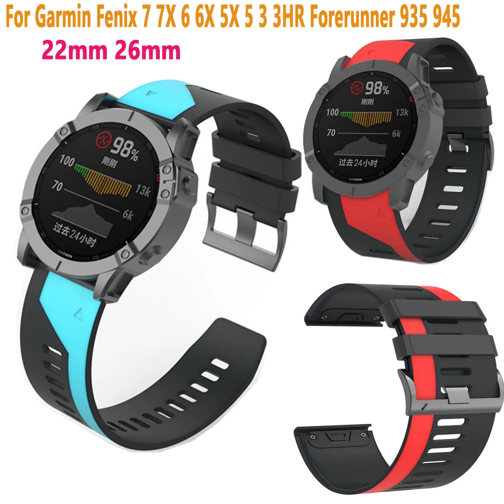 

Ремешок силиконовый для смарт-часов Garmin Fenix 7 7X 6 6X 5X 5 3 3HR Forerunner 935 945