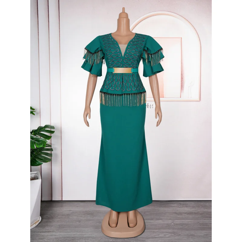 Odzież afrykańska plus size dla kobiet na Nowy Rok, sukienka Vlingli, europejska i amerykańska sukienka z haftem złotą nićą, handel zagraniczny.