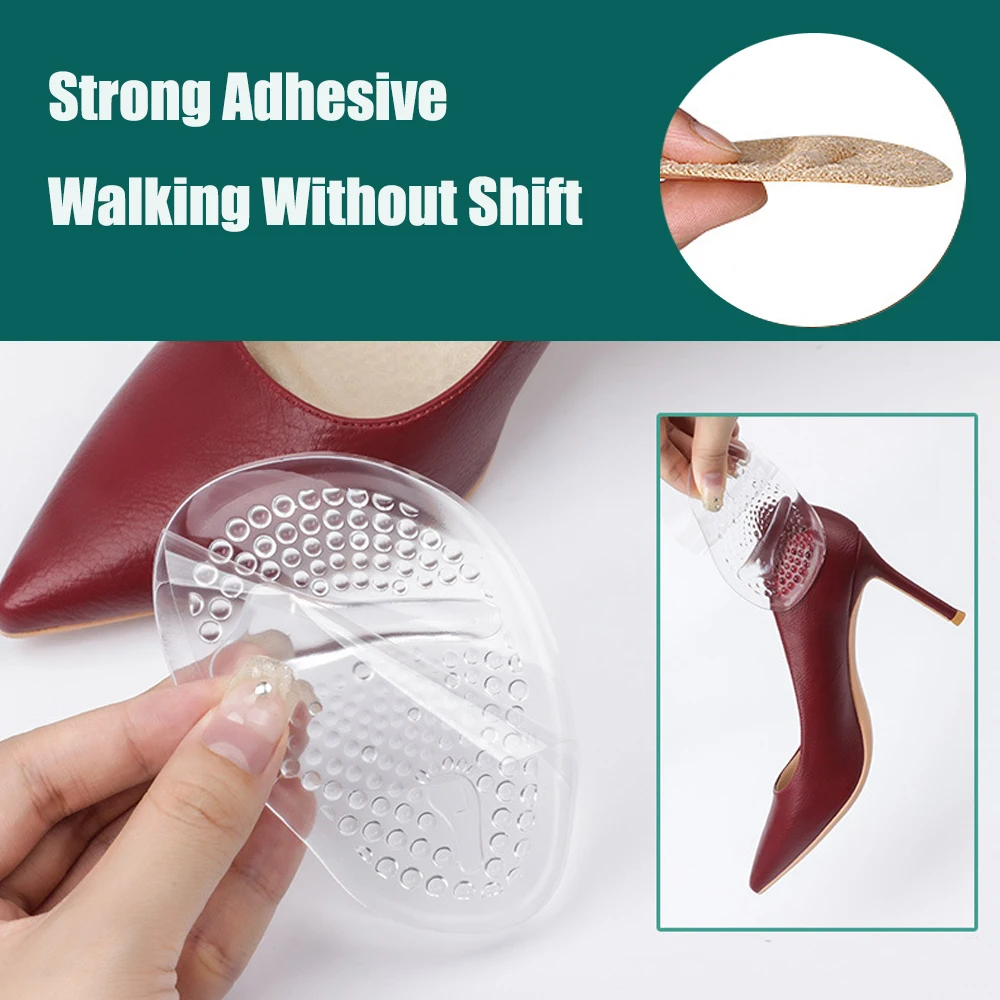 4pcs Silicone Forefoot Pads for High Heels Sandals Non-Slip Self-Adhesive Gel Insoles for Woman Shoes Long Standing Pain Relief