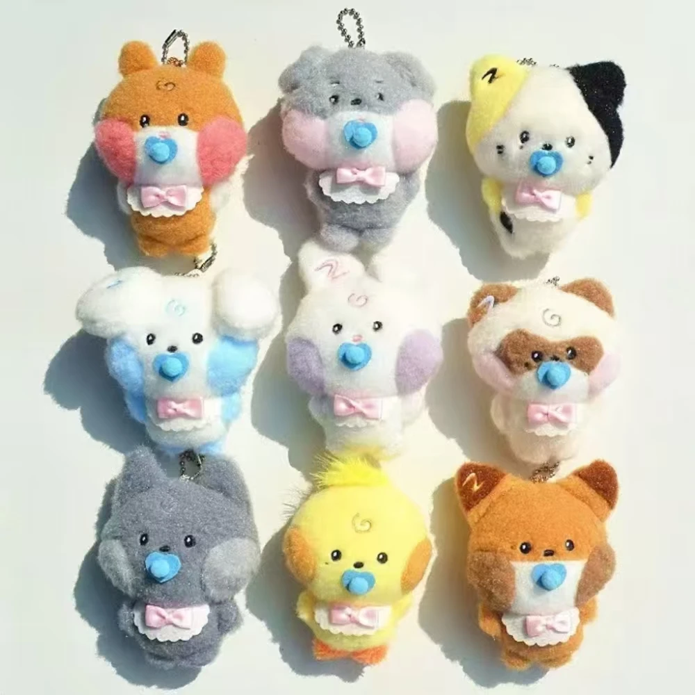 Kpop ZB1 Pacifier Doll Filling PP Cotton Soft Short Plush Toy Cartoon Cute Dog Cat Rabbit Doll Keychain ZEROBASEONE Fans Gift