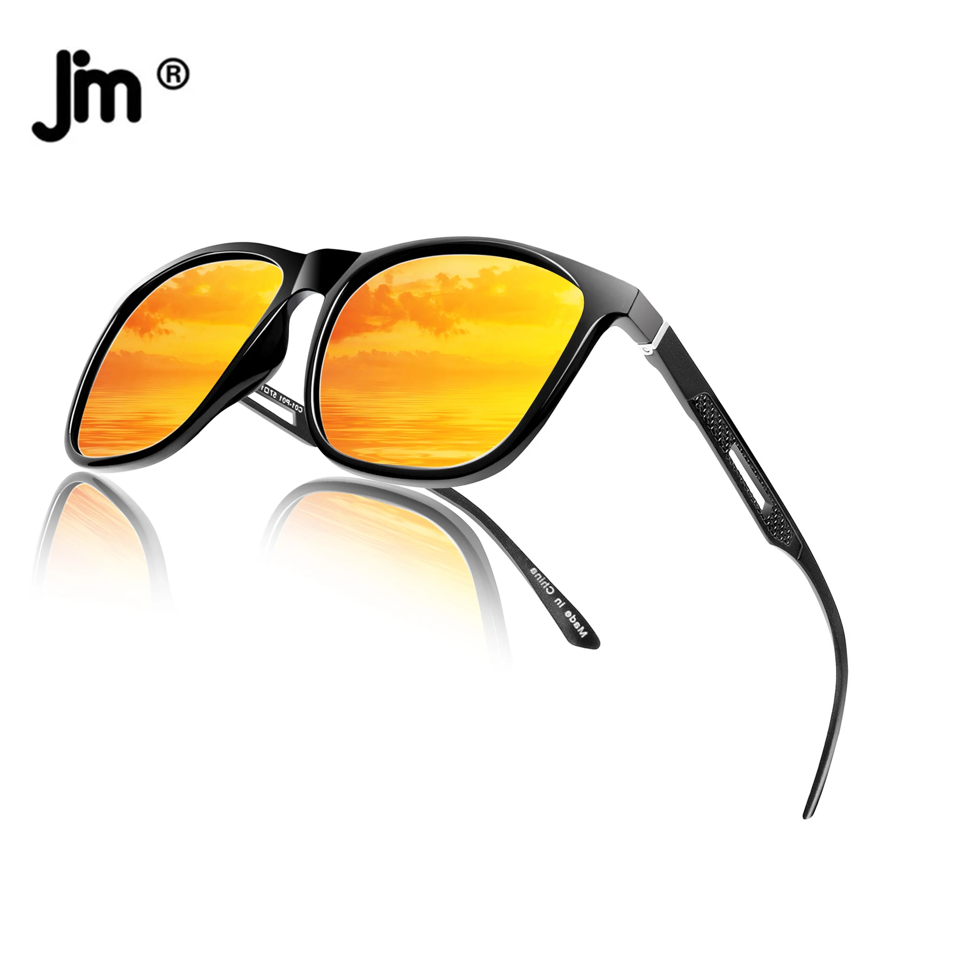 JM Men Polarized Sunglasses UV400 Orange Lenses  Luxury Brand Designer Sun Glasses Man Driving Sun Glasses Eyewear Eyepieces