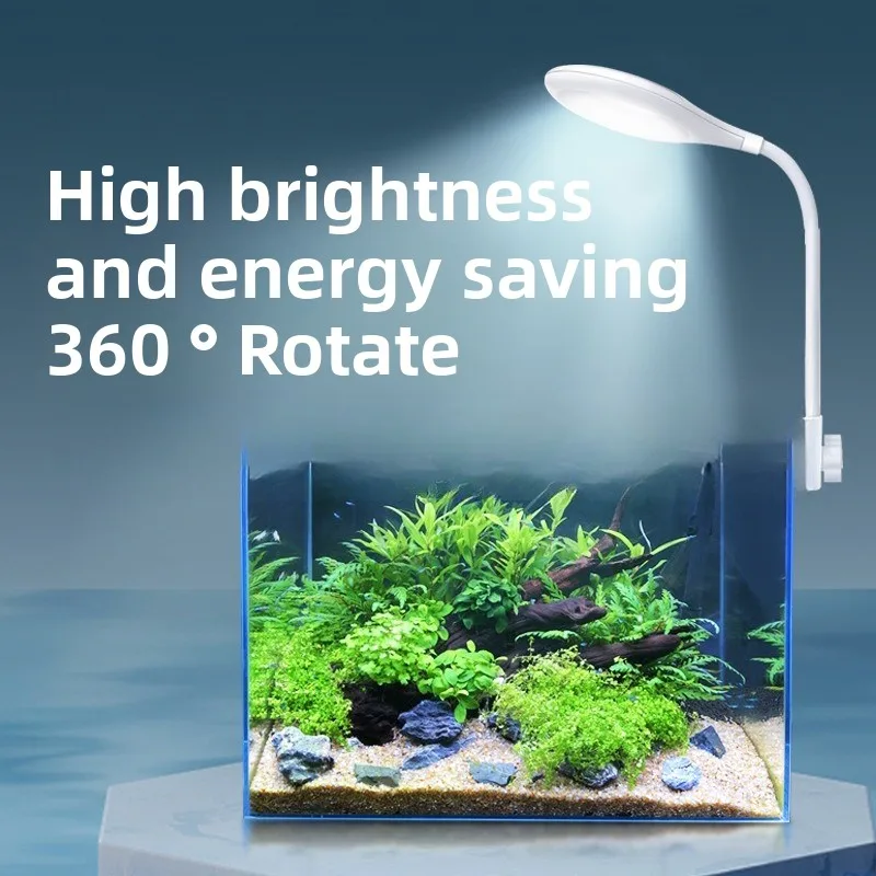 Fish Tank LED Light Small Round Clip-on Light Specialized Aquarium Light for Enhancing Color in Planted Tanks Aquatic Plant Ligh