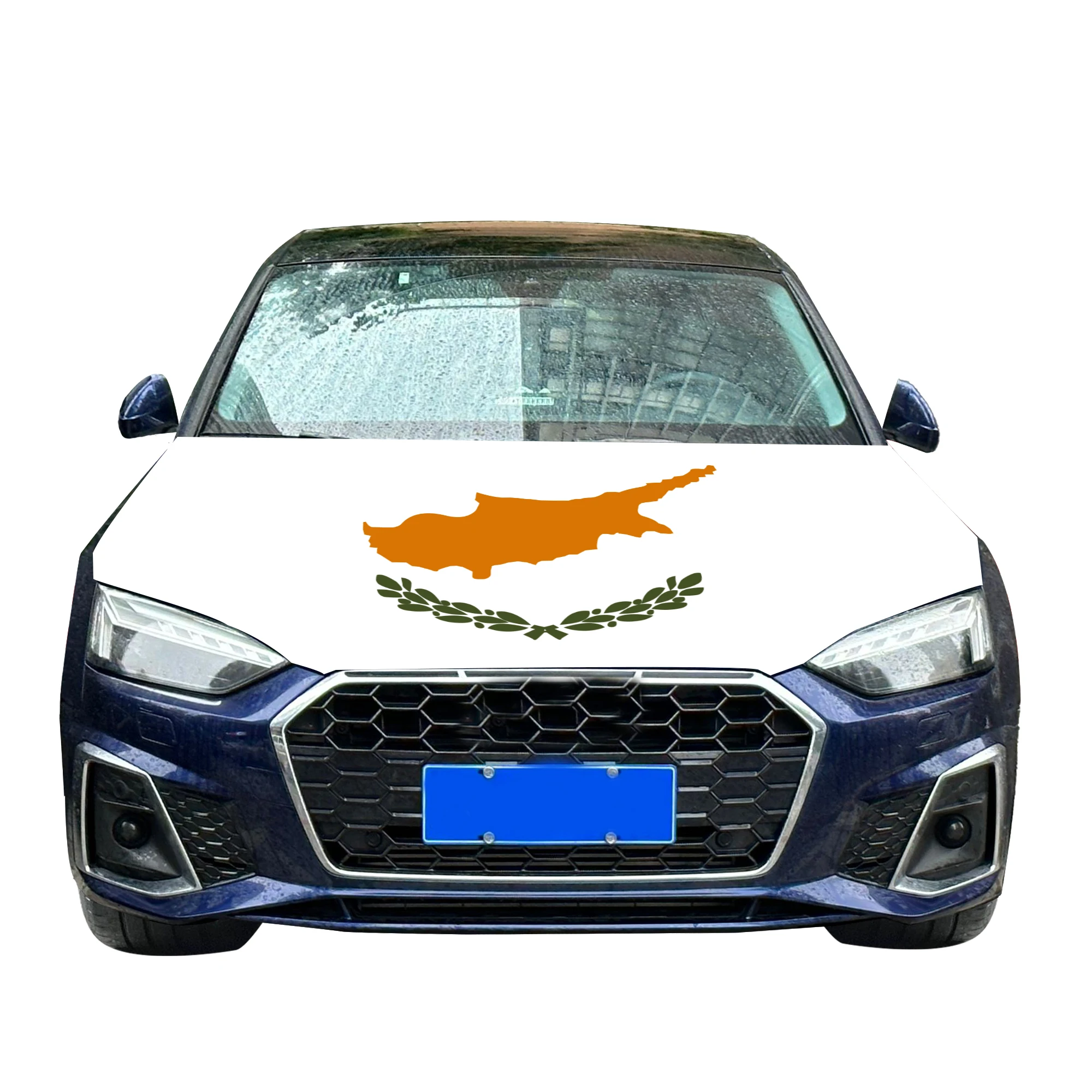 Cyprus Car Hood Cover Flag  Universal Size Elastic Polyester 120x150cm for Car Decor