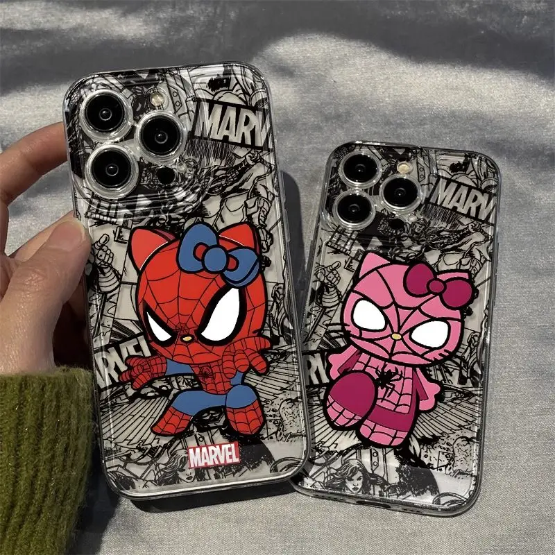 Hello Kitty Marvel Phone Case para OPPO Realme, Capa, C67, C65, C63, C55, C53, C35, C30, C11, 12, 10, 9, 8, 7, 6, 5, 3 Pro Plus, 4G, 5G, Nova Moda