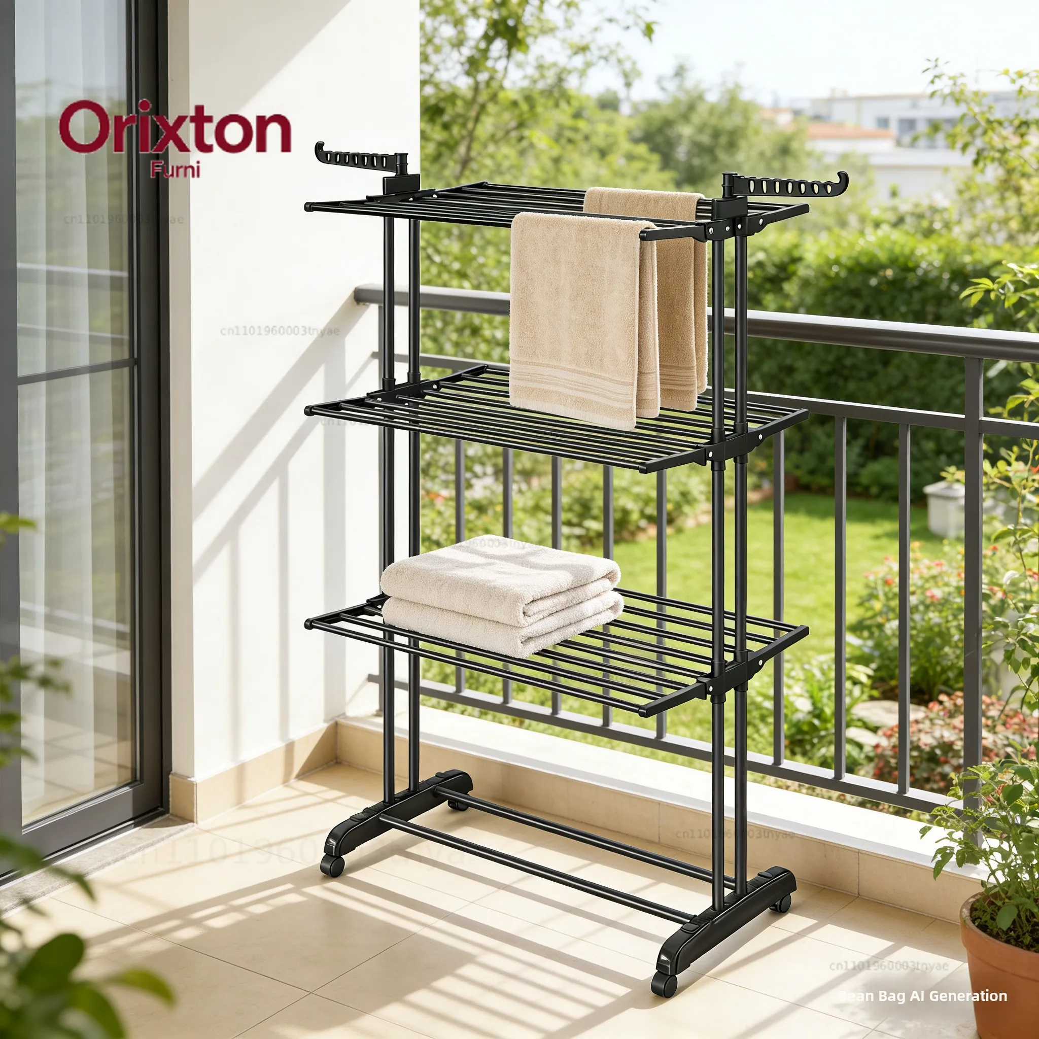 Indoor Multi-Functional Foldable Four-Layer Clothes Drying Rack Stand Towel Airer Indoor Balcony Free-Standing Clothes