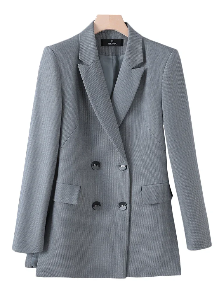 Grau rot blau braun schwarz Frauen Blazer Damen weiblich Langarm zweireihig solide Arbeit tragen formelle Jacke