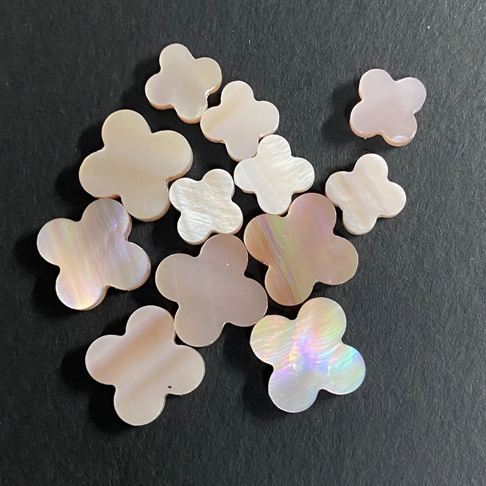 8mm to 13mm Natural Pink Shell Four Leaf Clover Flower Gemstones On Sale