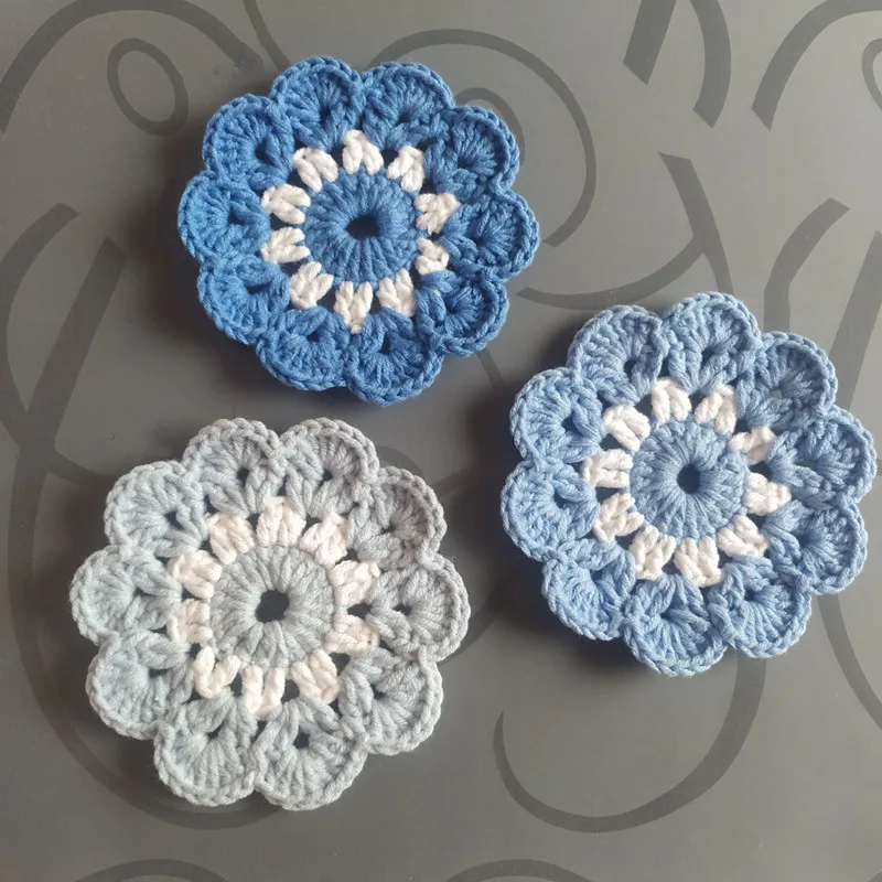 11CM Pure Hand-woven Crochet Cotton Thread Flower Coaster DIY Crochet Doilies Multicolor Coasters Handmade Table Mats