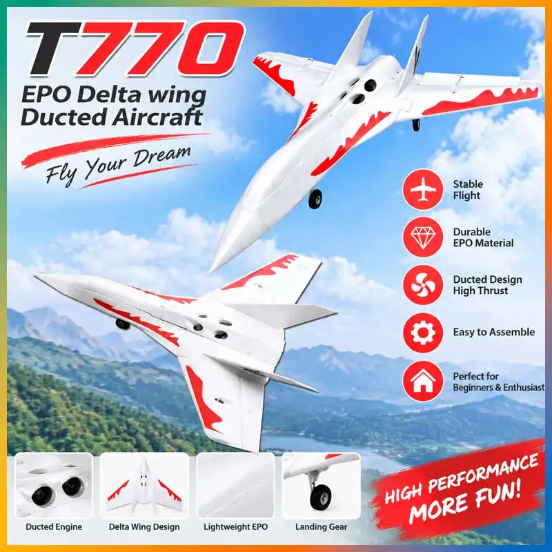 Model Airplane Electric Remote Control Fixed Wing 64 Ducted Aircraft Sword T770 Racing Aircraft Epo Crash Resistant
