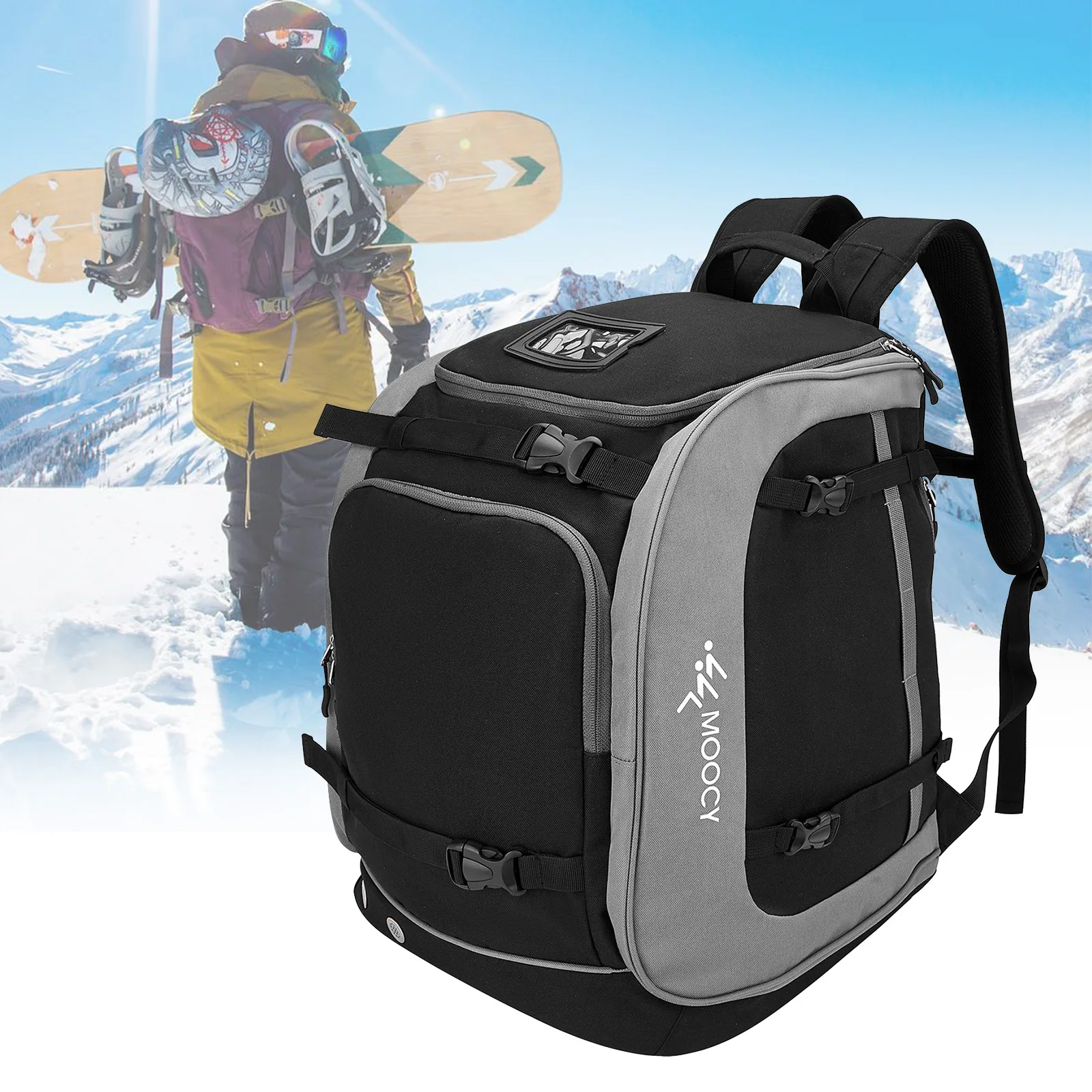 65L Waterproof Ski and Snowboard Boot Backpack for Ski Boot, Ski Helmet, Goggles, Gloves, Apparel & Skiing Gear Accessories