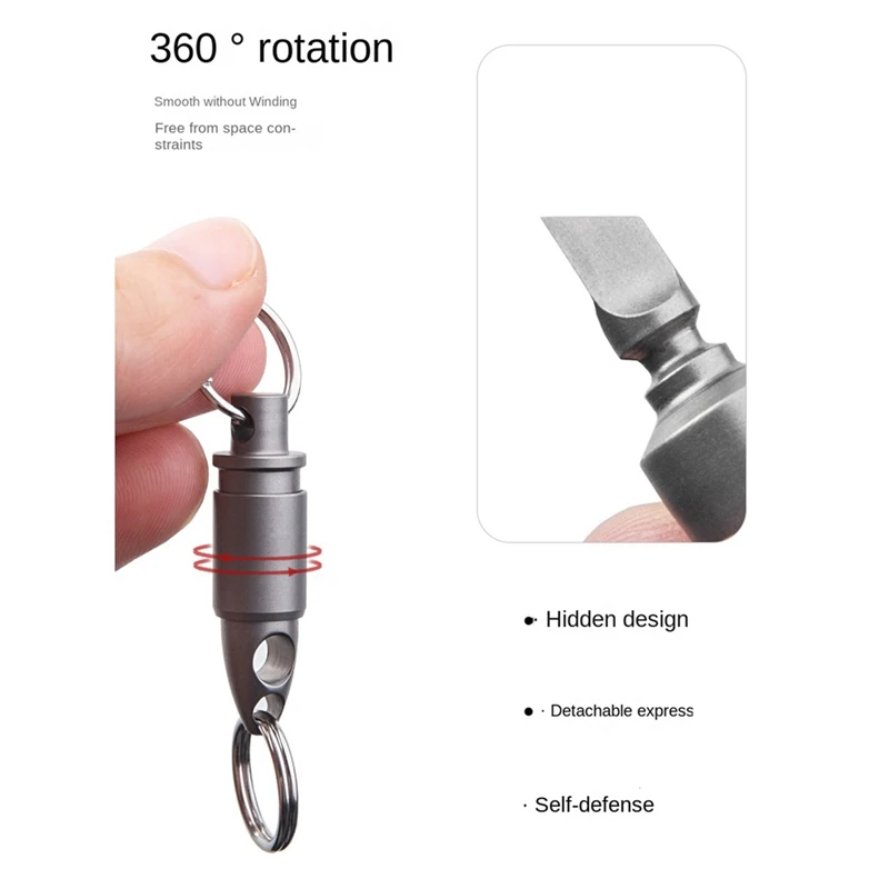 Titanium Alloy Quick Pull Keychain Universal Buckle Car Keychain Mini Rotating Ring Gadget Easy Install