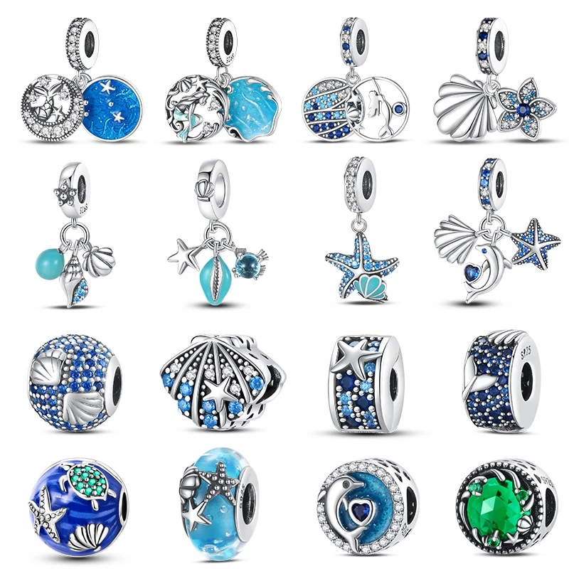 New 925 Sterling Silver Ocean Series Mermaids Shell Charms Beads Fit Qikaola 925 Original Bracelets Fine Birthday DIY Jewelry