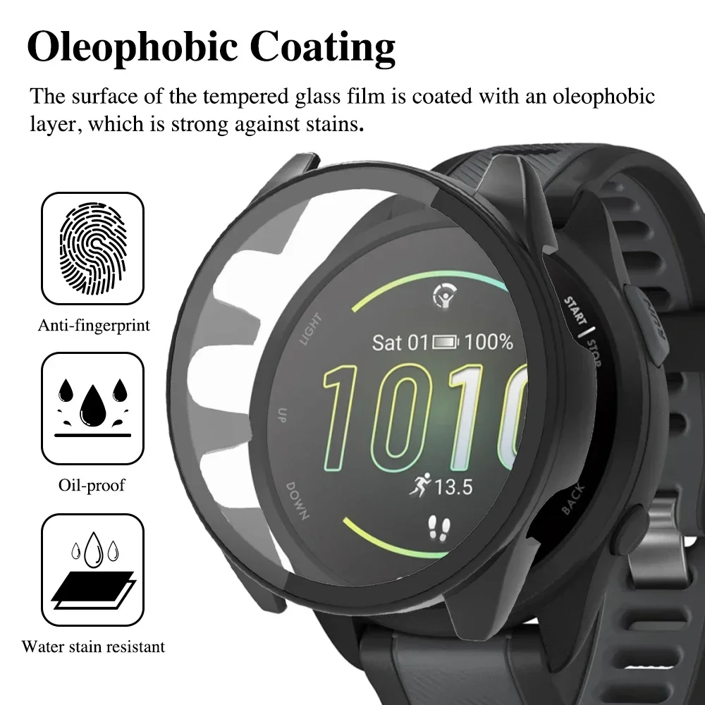 Custodia per PC + vetro temperato per Garmin Forerunner 970 570 965 265 165 Custodia protettiva per schermo anticaduta Venu 3/Vivoactive 5 Shell