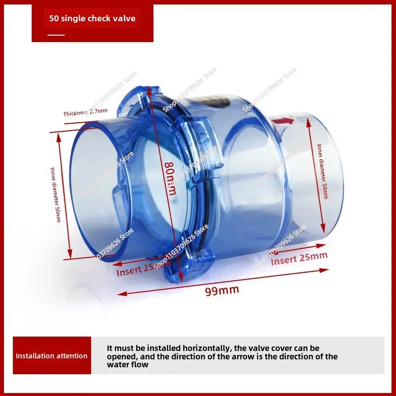 50mm UPVC Transparent Check Valve with Flap, Non-Return Drainpipe Valve, Kitchen Sewer Deodorizing Combo Kit