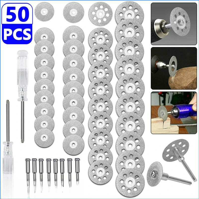 50Pcs Diamond Cutting Wheel For Dremel Rotary Tool Die Grinder Sharp Abrasive Cut Off Disc Kit