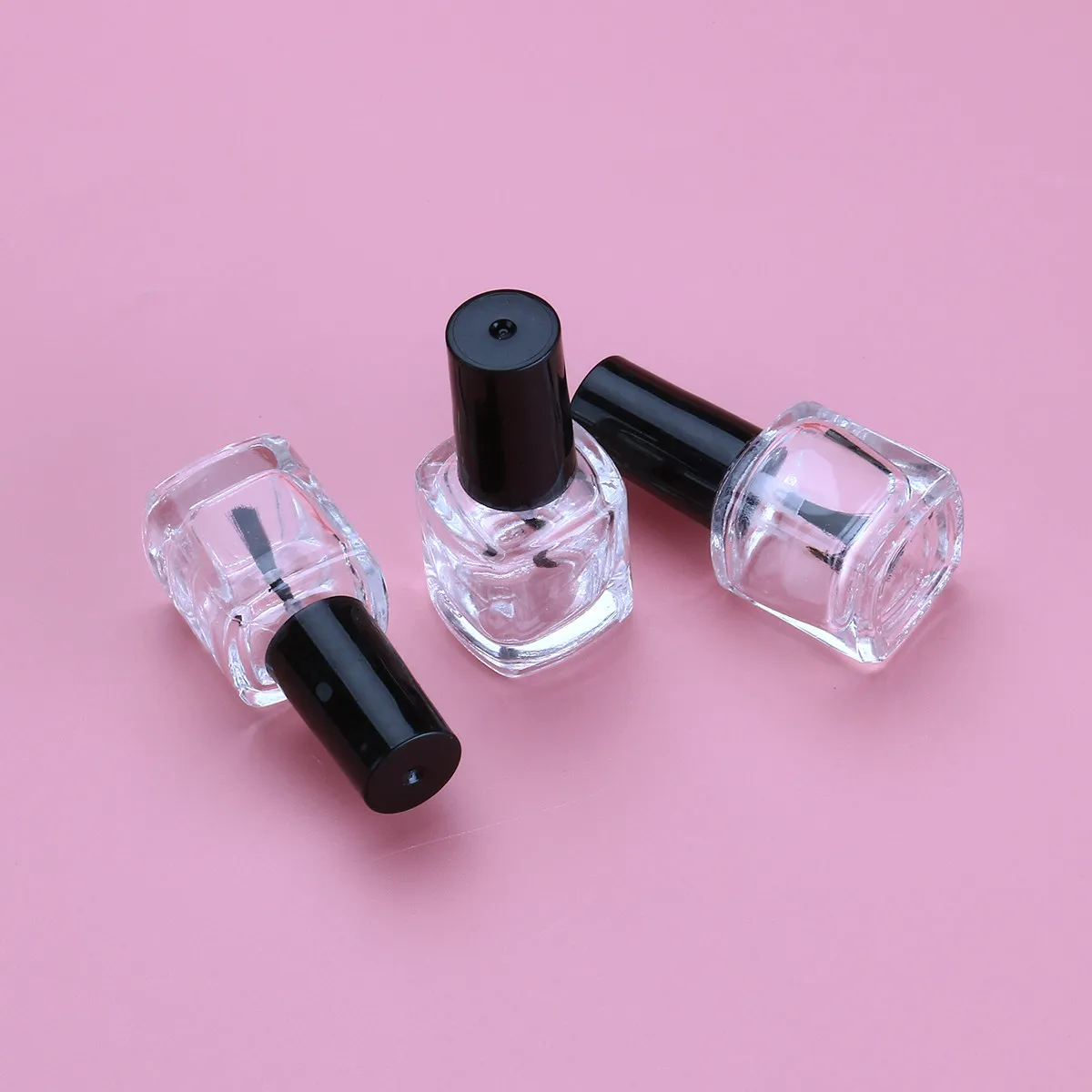 5pcs 10ml Empty Clear Glass Nail Polish Bottles with Brush & Seamless Cap for DIY Nail Art, Portable Refillable Containers