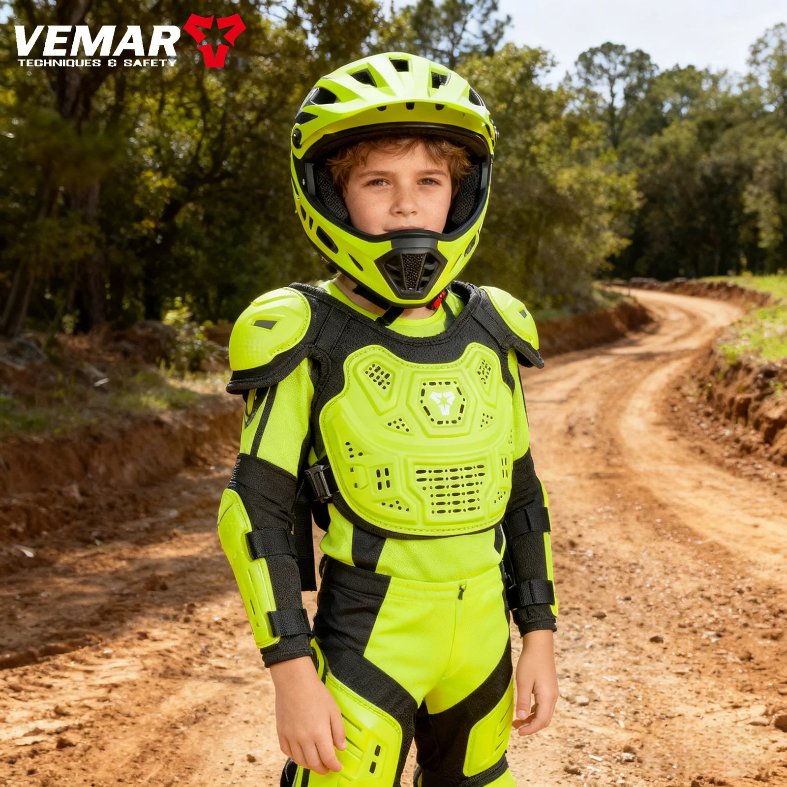 سترة درع الدراجة النارية للأطفال من VEMAR سترة موتوكروس مع كوع واقي ووسادات للركبة درع كامل للأطفال لركوب الدراجات الجبلية ATV #1