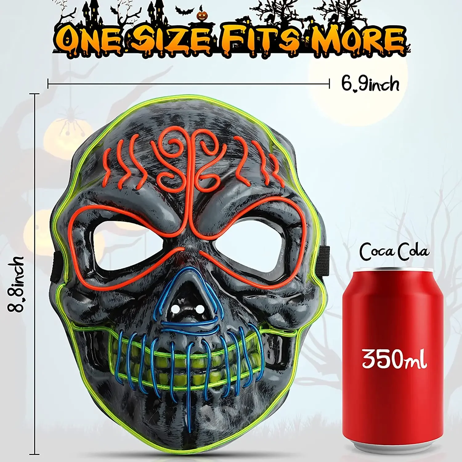 2026 Halloween Horror Skull  LED Mask Cosplay Scary Skeleton Disguise Halloween Party Decoration Luminous Practical Jokes Toys