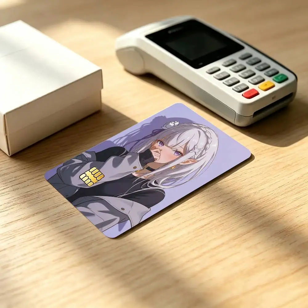 Anime R-Re Zero E-Emilia Credit Card HD Stickers Small Chip Waterproof Sticker Game Card Decal Gift