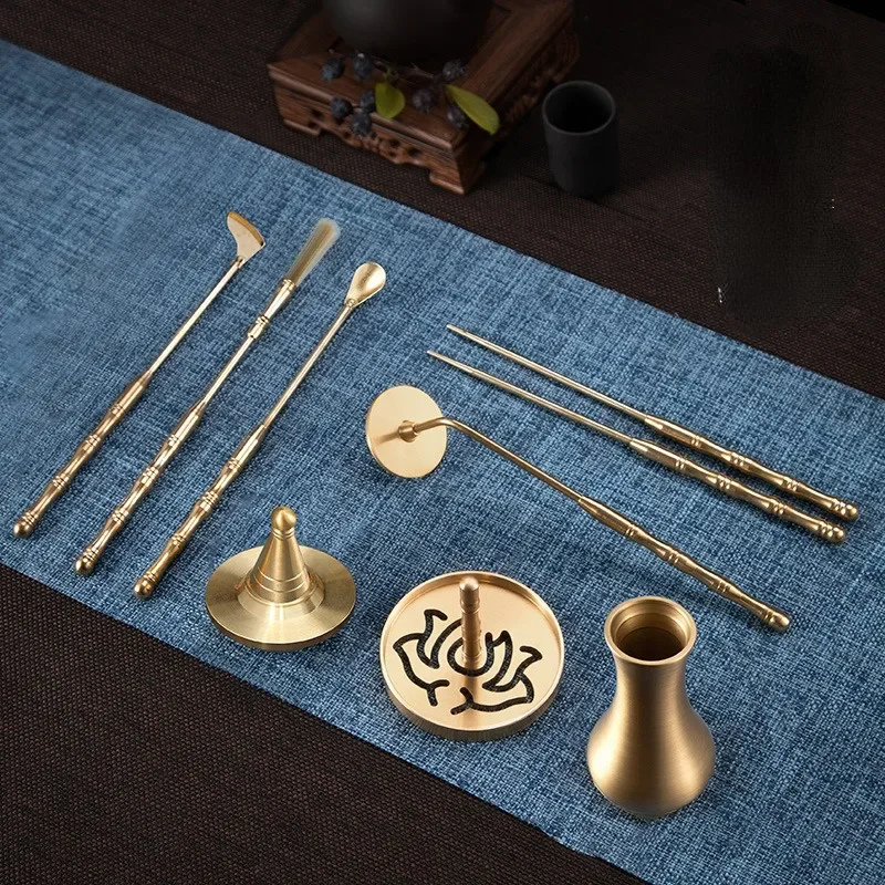 5 Pieces/set Brass Incense Accessories Tower Incense Mold/spoon/shovel Tools Household Indoor Seal Extension Incense Tools