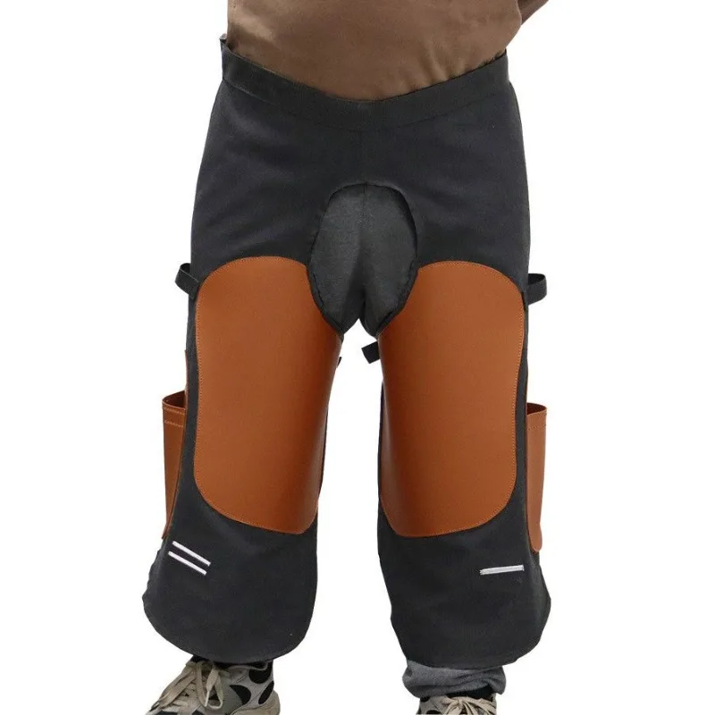 Trimmed hoof apron, peg hoof leather skirt, leather pants.