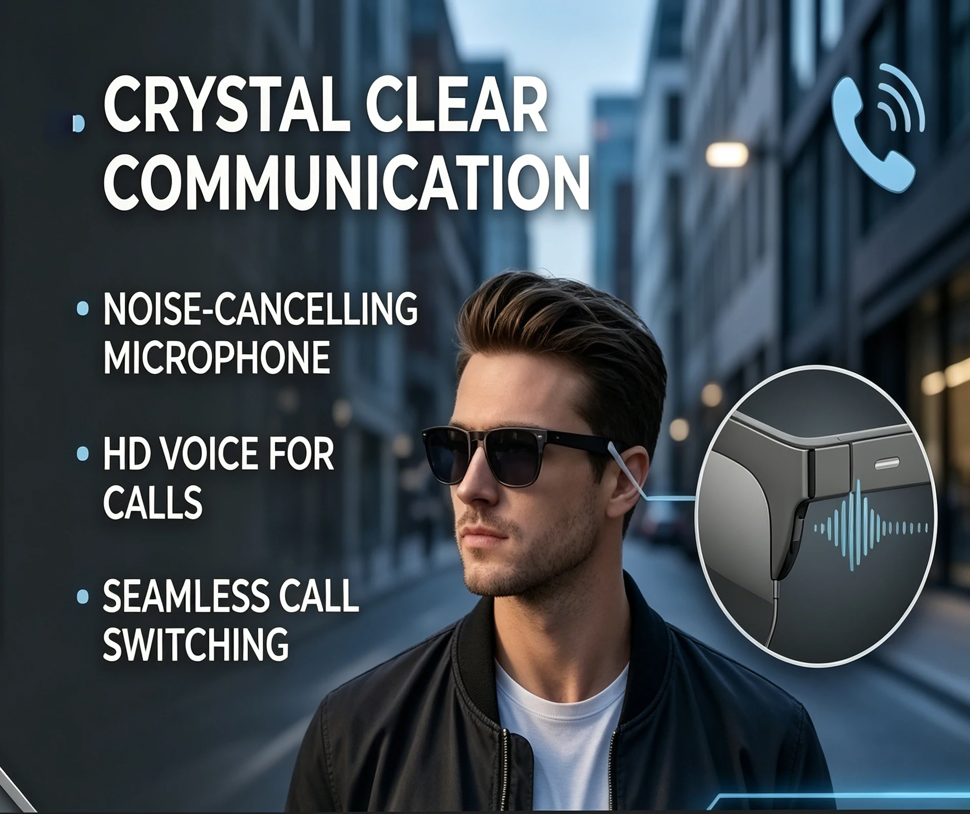 F01 Smart Bluetooth 5.4 Glasses Wireless Audio Sunglasses Handsfree Calls Music Smart Touch Eyewear for Driving Sports